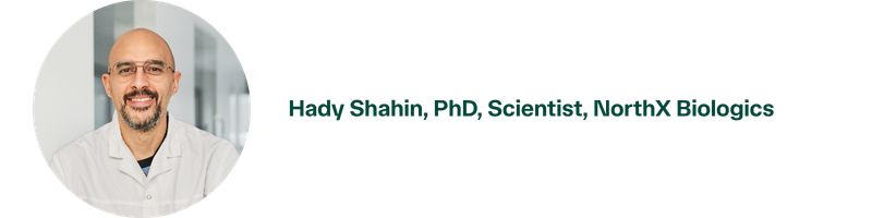 Bild by line with photo of Hady Shahin, PhD, Scientist, NorthX Biologics